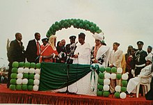 Gbenga Daniel taking the oath of office as the Governor of Ogun state in 2003. Gbenga Daniel as the Governor of Ogun State.jpg