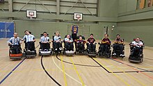 The Glasgow Gladiators teams for the 2016 Scottish League Cup wearing their home and away kits. Glasgow Gladiators PFC at Scottish League Cup 2016.jpg