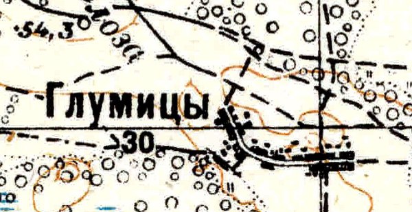 Plan wsi Głumice.  1934