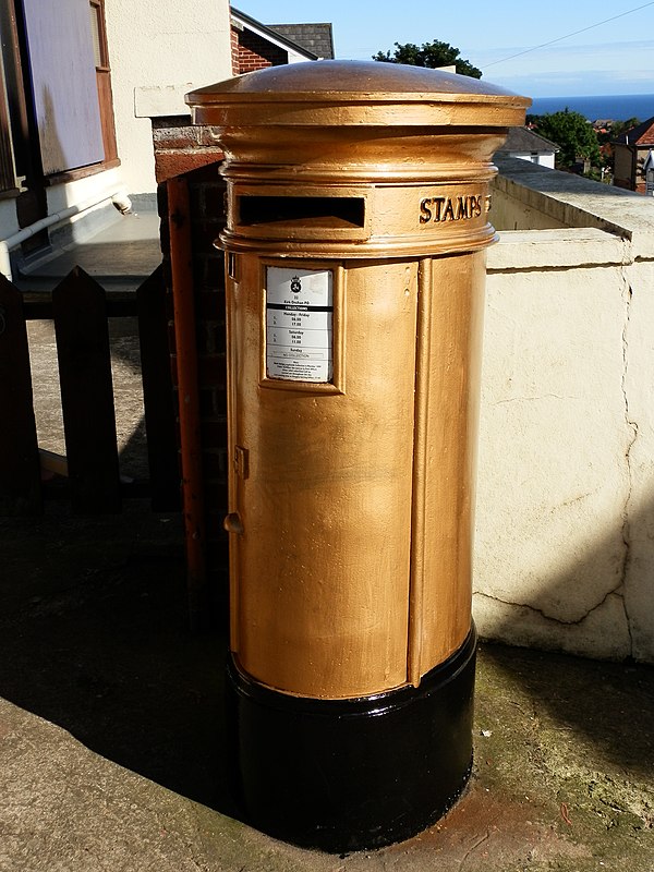 A post box in each of the gold medallists' home towns was painted gold by Royal Mail to celebrate their success