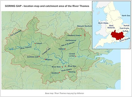 River Thames catchment area Goring Gap location map and catchment area.jpg