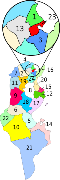 Governorates of Tunisia Governorates of Tunisia.svg