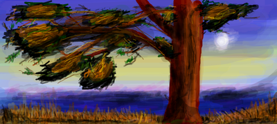 A digital illustration depicting a tree in autumn, drawn using Facebook's "graffiti" app Graffiti2i.PNG