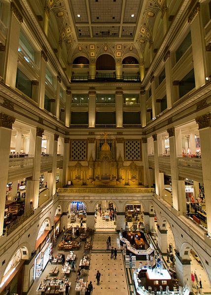 The grand court at the original Wanamaker's at 1300 Market Street in Philadelphia in May 2017