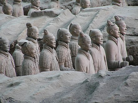 Qin dynasty soldiers from the Terracotta Army of Qin Shi Huang's mausoleum, located near Xi'an