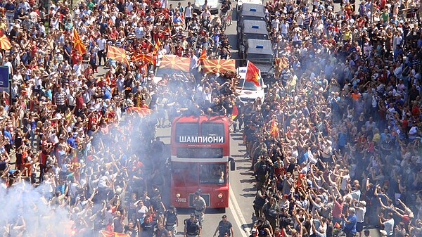 The welcoming ceremony after winning 2016–17 EHF Champions League