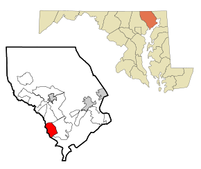Harford County Maryland Incorporated and Unincorporated areas Joppatowne Highlighted.svg
