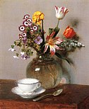 Vase of Flowers with a Coffee Cup (1885)