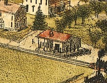 Highlandville station in 1887 Highlandville station on 1887 bird's eye view map.jpg