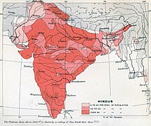 1909 : Pourcentage d'hindous.