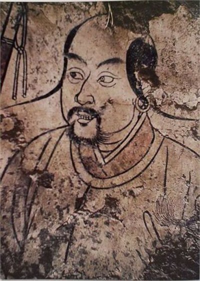 Khitan man in tomb painting in Aohan Banner, Inner Mongolia