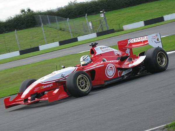 Rigon driving for Olympiacos at Donington Park in the 2009 Superleague Formula season