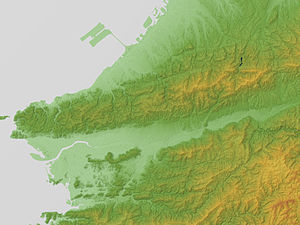 Izumi Mountains & Wakayama Plain Relief Map, SRTM-1.jpg