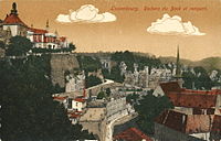Pevnost Rocher du Boc / Bockfiels, Lucemburk, kolorovaná pohlednice