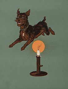 Jack is a dog, in Denslow's version Jack Be Nimble 2 - WW Denslow - Project Gutenberg etext 18546.jpg