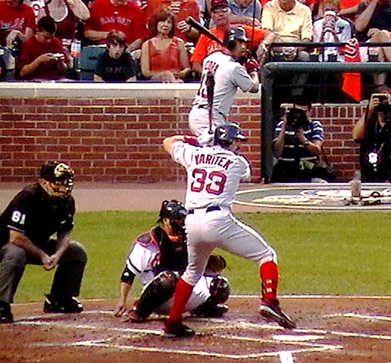 Varitek at bat in 2008