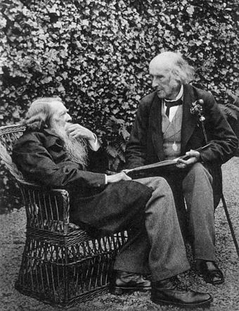 Henry Acland and John Ruskin (left), the latter playing a key role in the institution's journey forward after foundation.[citation needed]