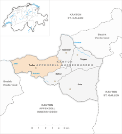 Harta e komunës Teufen në distriktin Mittelland