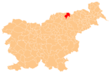 Map of Slovenia, position of Podvelka highlighted