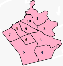 Map of Kitchener's 10 wards Kitchener Ward map 2010.png