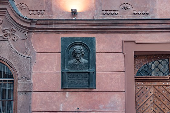 Plaque of Beethoven in Prague Lázeňská 285, 11