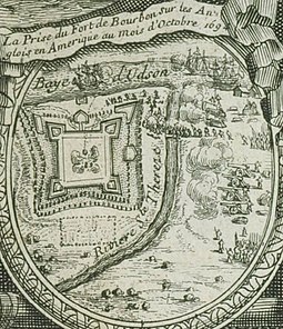 Depiction of the capture of York Factory by French forces in 1694. La prise fort Bourbon dans la baie d'Hudson en 1694 par les Francais.jpg