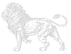León confeccionado en caracteres ASCII.