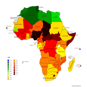 Change in life expectancy in Africa from 2019 to 2021[1]