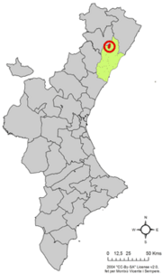 Localização do município de Sarratella na Comunidade Valenciana