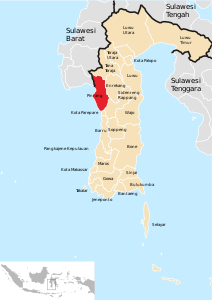 Peta Kabupatén Pinrang ring Sulawesi Selatan