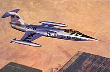 The F-104 wing has a very low thickness-to-chord ratio of 3.36% Lockheed XF-104.jpg