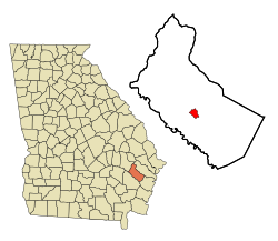 Ubicación en el condado de Long y el estado de Georgia