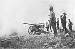 Lieut. Burne's Guns firing at Spion Kop.