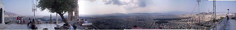 Vista della città e dell'acropoli di Atene dalla sommità del Licabetto