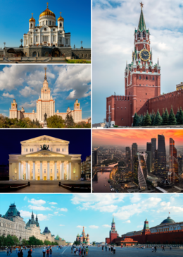 Kremlj, Katedrala Krista Spasitelja, Moskovsko državno sveučilište Lomonosov, Boljšoj teatr, Crveni trg, Moskovski međunarodni poslovni centar