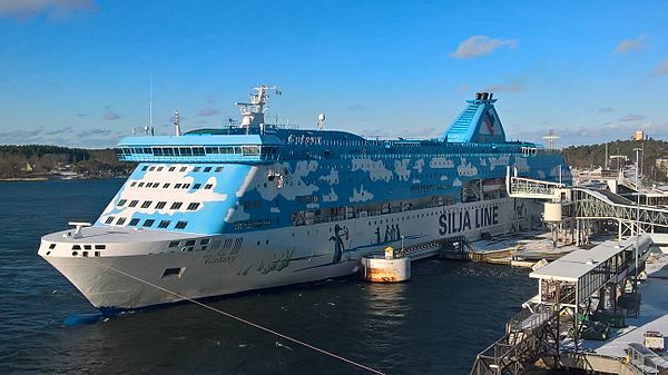 Cruiseferry MS Galaxy at the port of Mariehamn, Åland, in February 2016