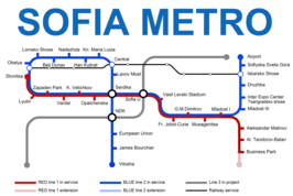 Netwerkkaart van de Metro van Sofia