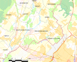 Mapa obce Prévessin-Moëns