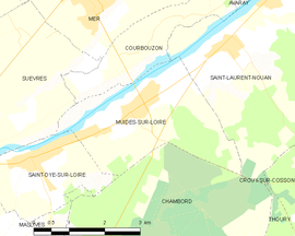 Mapa obce Muides-sur-Loire