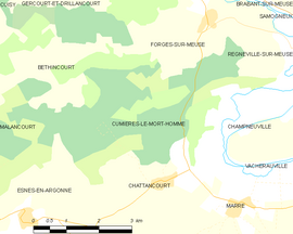 Mapa obce Cumières-le-Mort-Homme