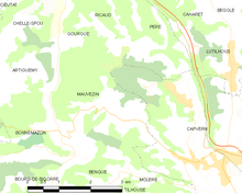 Carte de la commune de Mauvezin et des proches communes.