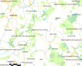 Mapa obce Martigny-le-Comte