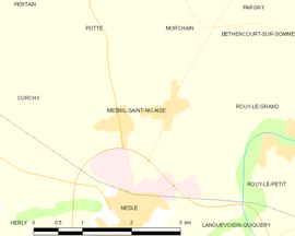 Mapa obce Mesnil-Saint-Nicaise