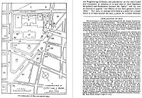 Black-and-white map showing City Hall Park and surrounding area, with the outlines of the park's past, present, and planned buildings