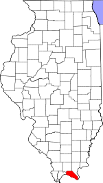 Mapa stanu Illinois z zaznaczeniem hrabstwa Massac