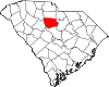 Mapa de Carolina del Sur con la ubicación del condado de Fairfield