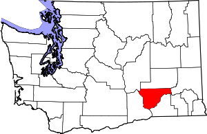 Map of Washington highlighting Franklin County
