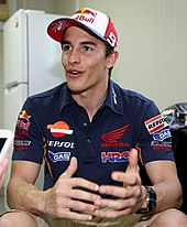 Marc Marquez qualified on the front row of the grid in second place during qualifying. Marc Marquez 2015b.jpg