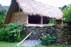 Reconstruction of a traditional marquesan house on Ua Pou Island, Marquesas Islands