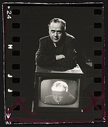 Father of media studies, Marshall McLuhan Marshall McLuhan with and on television.jpg